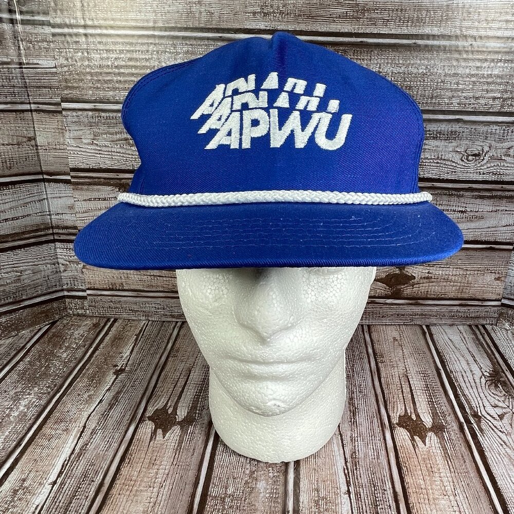 Vtg APWU Hat Snap Back Baseball Cap Mens Blue 90s Postal Workers Union USA NWOT